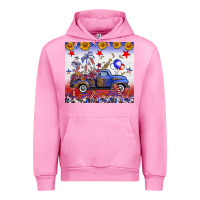 Fuchsia Pink Fourth Of July Truck American Flag Urban Hoodie - FaDigitalArtStudio