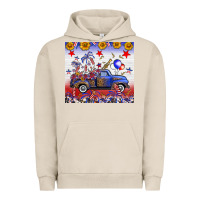 Pigment French Oak Fourth Of July Truck American Flag Urban Hoodie - FaDigitalArtStudio