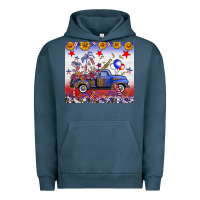 Pigment Midnight Navy Fourth Of July Truck American Flag Urban Hoodie - FaDigitalArtStudio