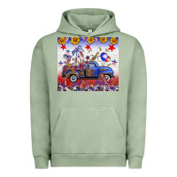 Pigment Oil Green Fourth Of July Truck American Flag Urban Hoodie - FaDigitalArtStudio