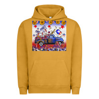 Pigment Peanut Butter Fourth Of July Truck American Flag Urban Hoodie - FaDigitalArtStudio