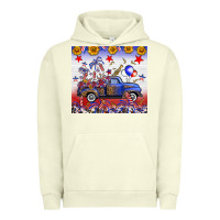 Pigment Pistachio Fourth Of July Truck American Flag Urban Hoodie - FaDigitalArtStudio