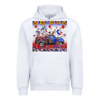 White Fourth Of July Truck American Flag Urban Hoodie - FaDigitalArtStudio