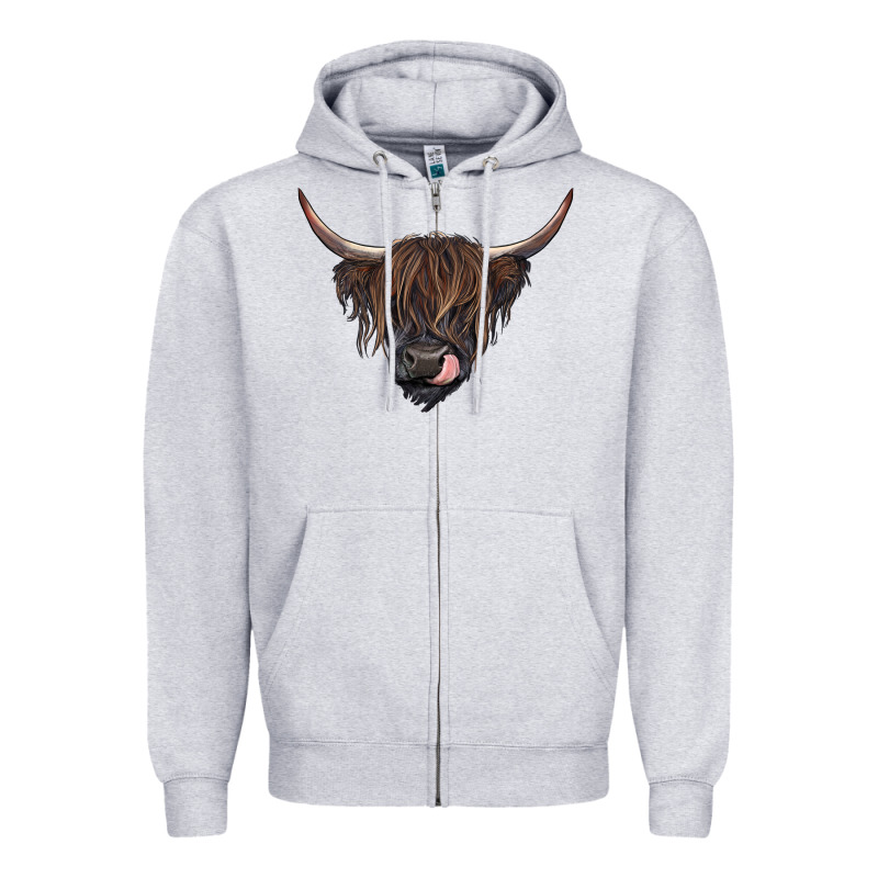 Black Highland Cow Zipper Hoodie by RanaPortraitStore | Teevron