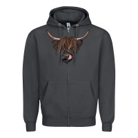 Smoke black highland cow Zipper Hoodie - RanaPortraitStore