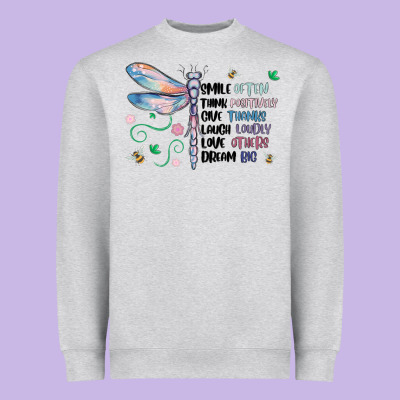 Dragonfly Smile Tink Give Laugh Love Dream Heavyweight Sweatshirt Designed By Maliassmallbusiness