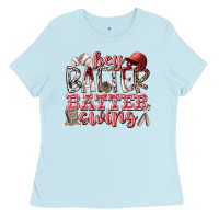 Baby Blue hey batter batter swing Ladies Tee - RacoonDesign