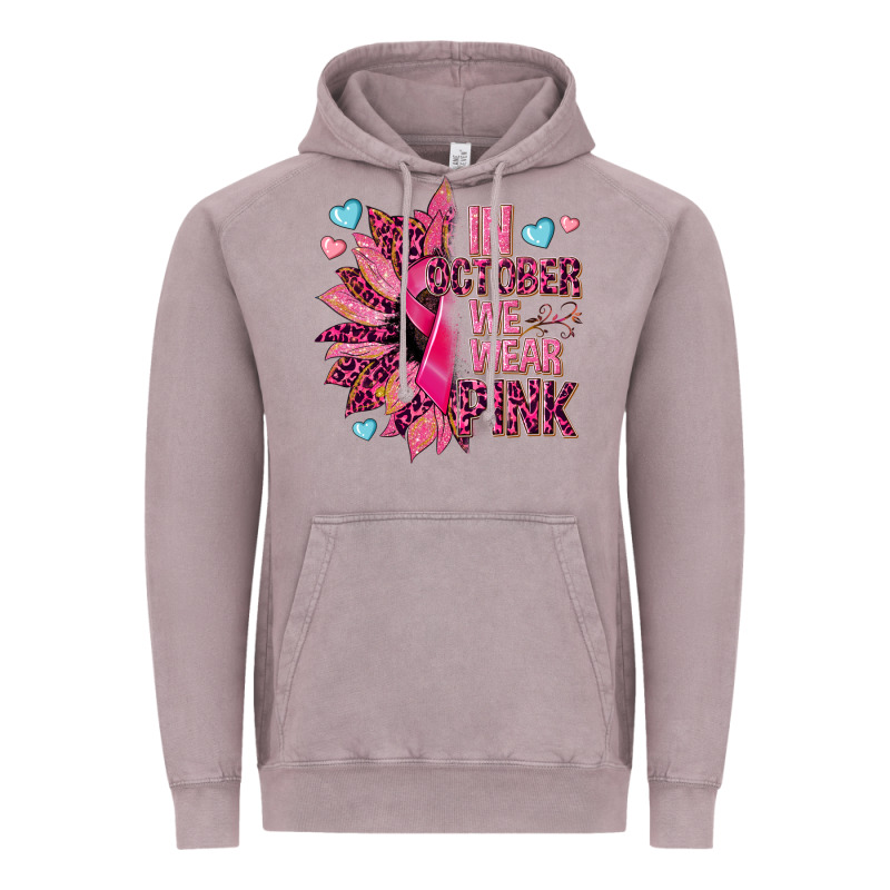 In October We Wear Pink Vintage Hoodie by NancyCooperArtShop | Teevron