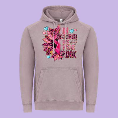 In October We Wear Pink Vintage Hoodie Designed By Nancycooperartshop