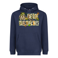 Navy Egg hunter with plate letters Easter Day Heavyweight Hoodie - HowdyJamesFarm