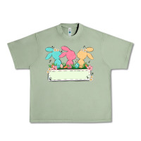 Oil Green easter bunny trio Urban Heavy Tee - MaliasSmallBusiness
