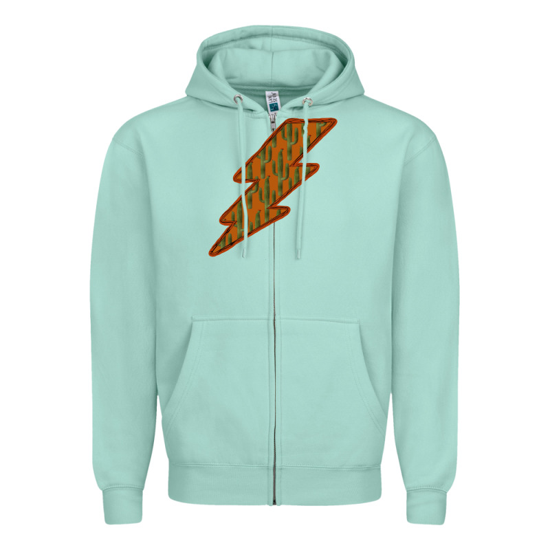 Western Cactus Lightning Orange Background Zipper Hoodie by Bettercallsaul | Teevron