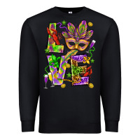 Black Mardi Gras love Premium Sweatshirt - HowdyJamesFarm