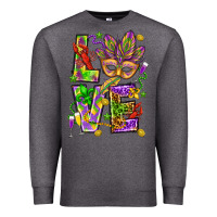 Charcoal Heather Mardi Gras love Premium Sweatshirt - HowdyJamesFarm