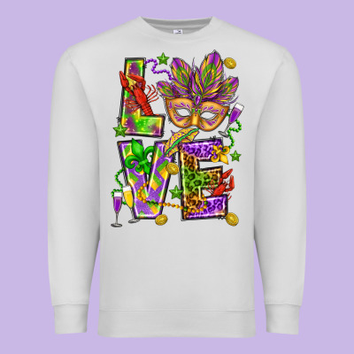 Mardi Gras Love Premium Sweatshirt Designed By Howdyjamesfarm