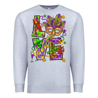 Heather Grey Mardi Gras love Premium Sweatshirt - HowdyJamesFarm