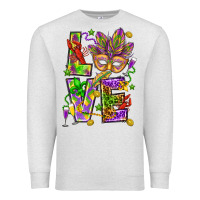 Oatmeal Heather Mardi Gras love Premium Sweatshirt - HowdyJamesFarm