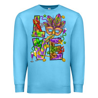 Ocean Blue Mardi Gras love Premium Sweatshirt - HowdyJamesFarm