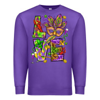 Purple Mardi Gras love Premium Sweatshirt - HowdyJamesFarm