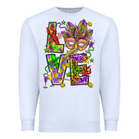 White Mardi Gras love Premium Sweatshirt - HowdyJamesFarm