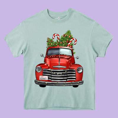 Christmas Trees Truck Heavy Core Tee Designed By Fadigitalartstudio
