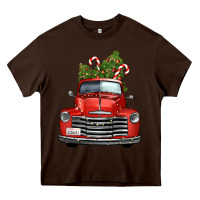Chocolate Brown christmas trees truck Heavy Core Tee - FaDigitalArtStudio
