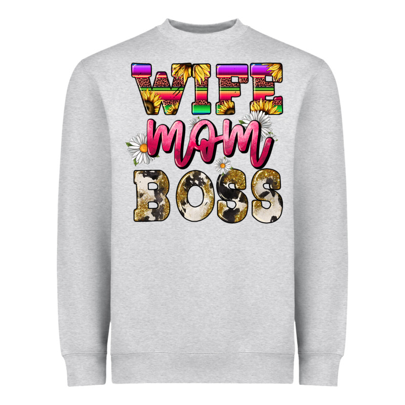 Wife Mom Boss Daisy Heavyweight Sweatshirt by NancyCooperArtShop | Teevron