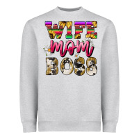 Heather Grey wife mom boss daisy Heavyweight Sweatshirt - NancyCooperArtShop