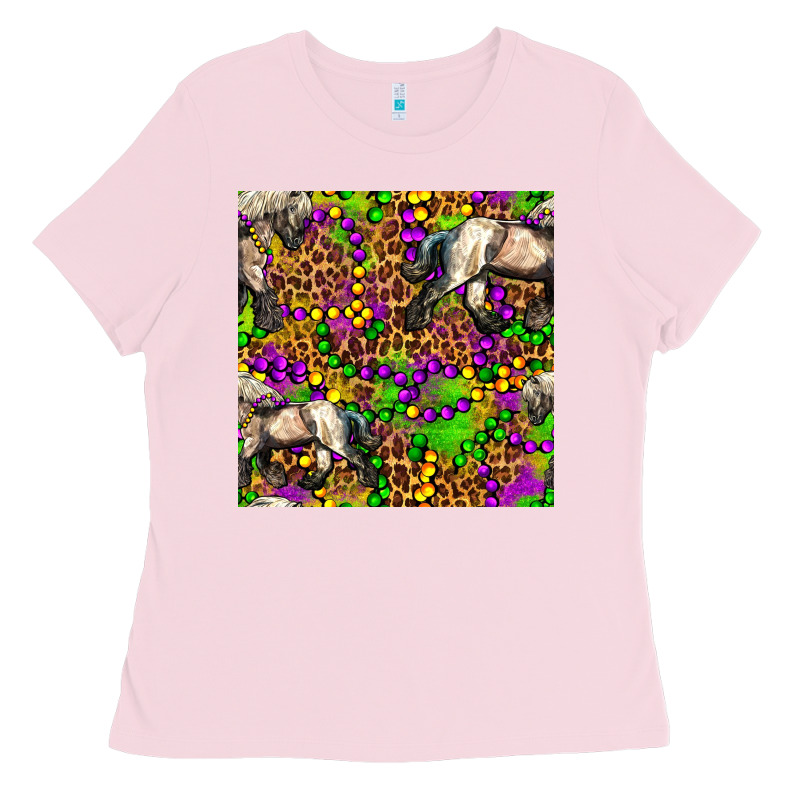 Mardi Gras Leopard Horse Seamless Pattern Ladies Tee by FaDigitalArtStudio | Teevron
