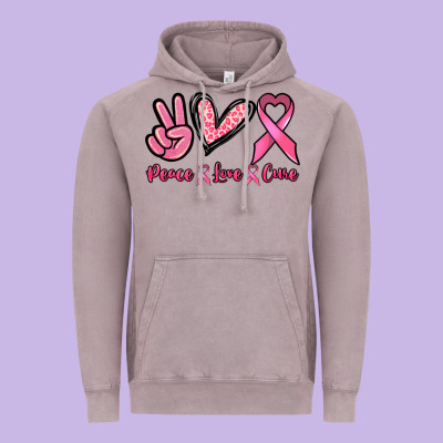 Peace Love Cure Vintage Hoodie Designed By Nancycooperartshop