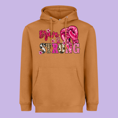 Brave And Strong Cancer Awareness Heavyweight Hoodie Designed By Howdyjamesfarm