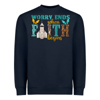 Navy worry ends when faith begins Heavyweight Sweatshirt - NancyCooperArtShop
