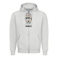 Dove Grey Daisy Mom Skull Zipper Hoodie - Bettercallsaul