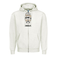 Oatmeal Heather Daisy Mom Skull Zipper Hoodie - Bettercallsaul