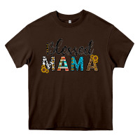 Chocolate Brown blessed mama Heavy Core Tee - CowhideDigitalArt