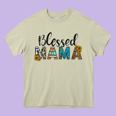 Blessed Mama Heavy Core Tee Designed By Cowhidedigitalart