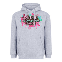 Heather Grey My god is stronger than Cancer Awareness Heavyweight Hoodie - HowdyJamesFarm