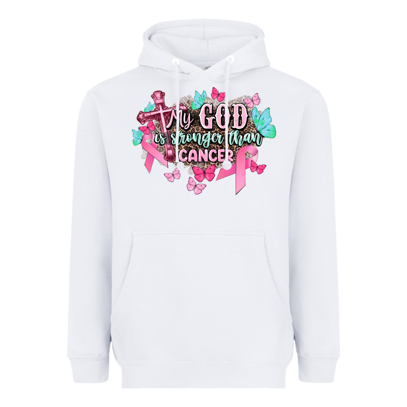 My God Is Stronger Than Cancer Awareness Heavyweight Hoodie by HowdyJamesFarm | Teevron