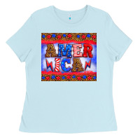 Baby Blue america thunderbolt Ladies Tee - HRA Design Shop