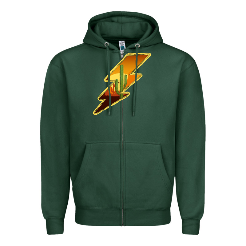 Cactus Sunset Lightning Zipper Hoodie by Bettercallsaul | Teevron