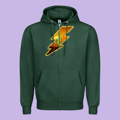 Cactus Sunset Lightning Zipper Hoodie Designed By Bettercallsaul