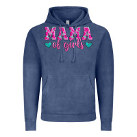 Vintage Denim mama of girls floral pattern turquoise heart Vintage Hoodie - Jasminsmagicworld