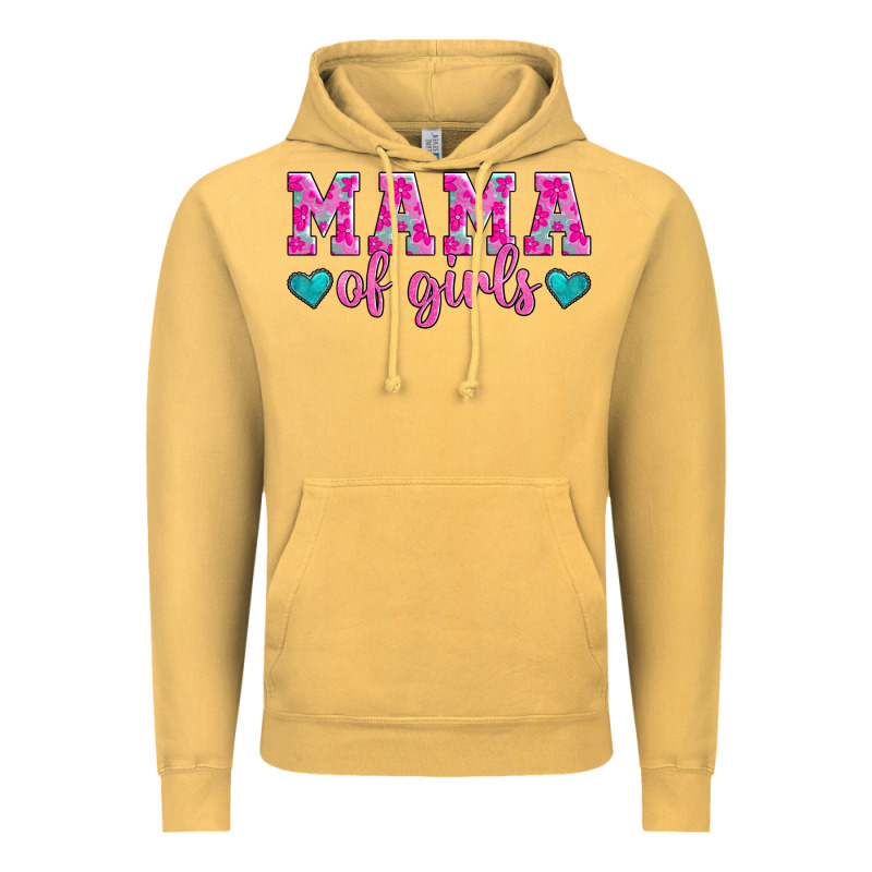 Mama Of Girls Floral Pattern Turquoise Heart Vintage Hoodie by Jasminsmagicworld | Teevron