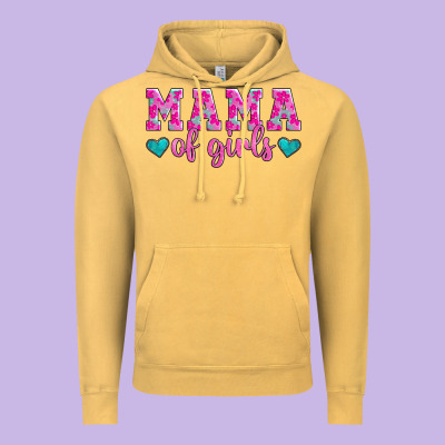 Mama Of Girls Floral Pattern Turquoise Heart Vintage Hoodie Designed By Jasminsmagicworld