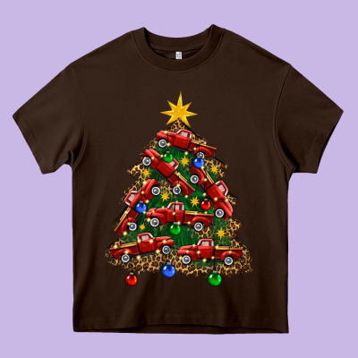 Christmas Truck Tree Heavy Core Tee Designed By Fadigitalartstudio