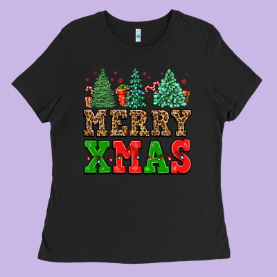 Merry Xmas Ladies Tee Designed By Fadigitalartstudio