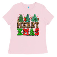 Bubblegum Pink merry xmas Ladies Tee - FaDigitalArtStudio