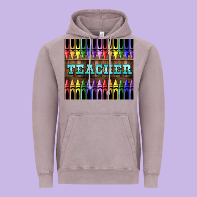 Teacher Crayons Vintage Hoodie Designed By Lillyallendesigns