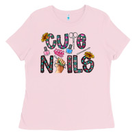 Bubblegum Pink cute nails Ladies Tee - CowhideDigitalArt