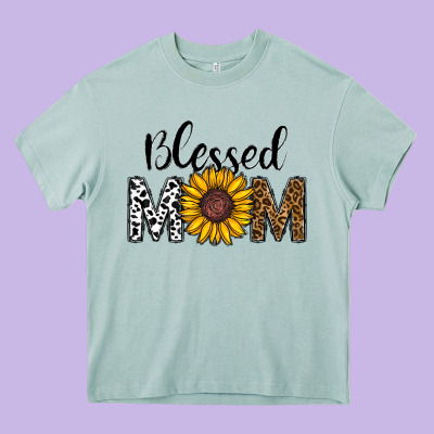Blessed Mom Heavy Core Tee Designed By Cowhidedigitalart